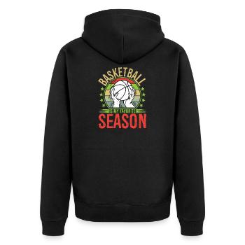 Basketball Is My Favorite Season - Unisex Premium Organic Zip Hoodie - black - Back - Nico (187cm)