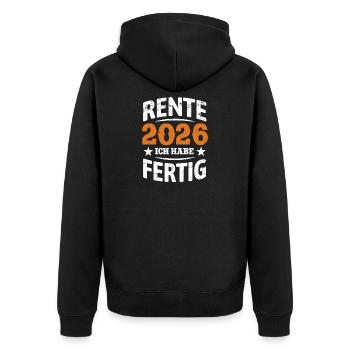 Pension 2026 | J’ai fini - Pension Rentner - Veste à capuche bio Premium Unisexe - noir - Dos - Nico (187cm)