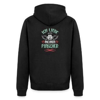 I love my Pinscher - Unisex Premium Organic Zip Hoodie - black - Back - Nico (187cm)