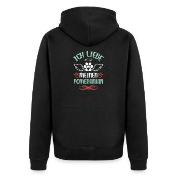 Ich liebe meinen Pomeranian - Unisex Premium Bio Zip Hoodie - Schwarz - Hinten - Nico (187cm)