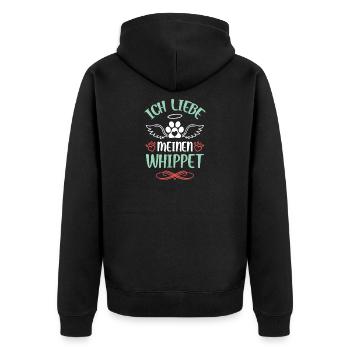 WhippetLove with wings - Unisex Premium Organic Zip Hoodie - black - Back - Nico (187cm)