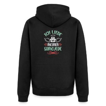 I love my Samoyed - Unisex Premium Organic Zip Hoodie - black - Back - Nico (187cm)