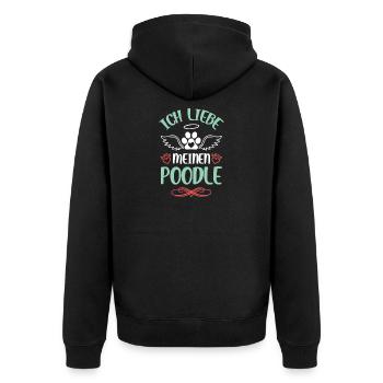 Ich liebe meinen Poodle - Unisex Premium Bio Zip Hoodie - Schwarz - Hinten - Nico (187cm)