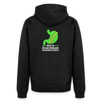 Gluten Free Celiac Disease - Unisex Premium Organic Zip Hoodie - black - Back - Nico (187cm)