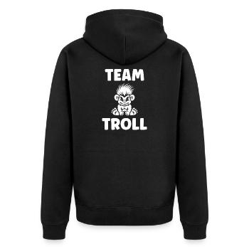 Troll - Unisex Premium Bio Zip Hoodie - Schwarz - Hinten - Nico (187cm)