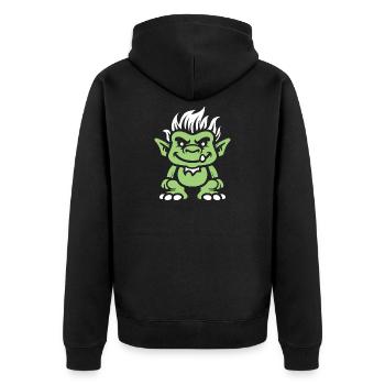 Troll - Unisex Premium Bio Zip Hoodie - Schwarz - Hinten - Nico (187cm)