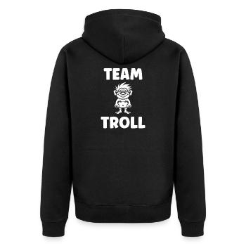 Troll - Unisex Premium Bio Zip Hoodie - Schwarz - Hinten - Nico (187cm)