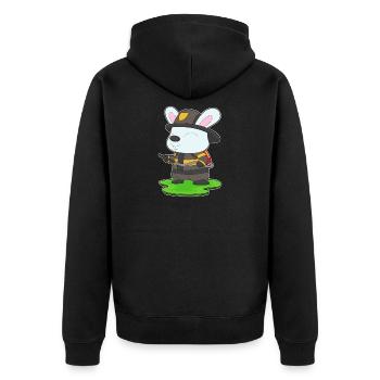 Hase Feuerwehrmann Feuerlöscher Feuerwehr - Unisex Premium Bio Zip Hoodie - Schwarz - Hinten - Nico (187cm)