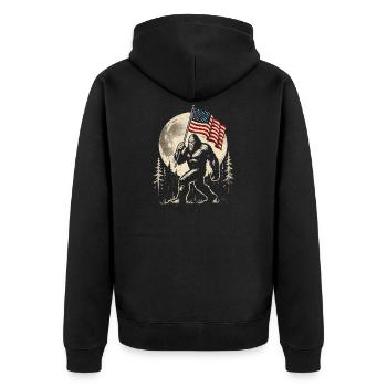 Bigfoot Lune Bigfoot patriotique drôle pour le 4e anniversaire - Veste à capuche bio Premium Unisexe - noir - Dos - Nico (187cm)