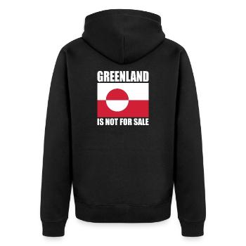 Greenland Is Not For Sale - Unisex Premium Bio Zip Hoodie - Schwarz - Hinten - Nico (187cm)