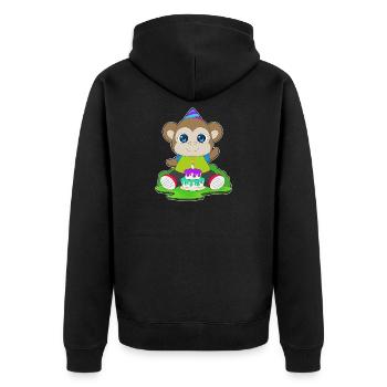 Monkey Birthday Cake - Unisex Premium Organic Zip Hoodie - black - Back - Nico (187cm)