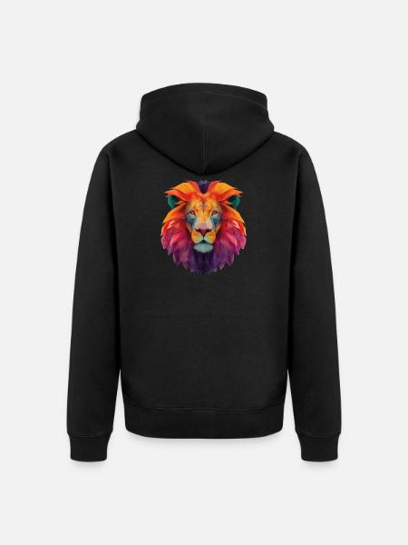 Lion - Unisex Premium Organic Zip Hoodie - black