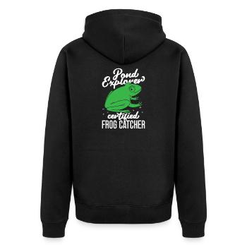 Frog Catcher Pond Explorer Certified Frog - Unisex Premium Organic Zip Hoodie - black - Back - Nico (187cm)