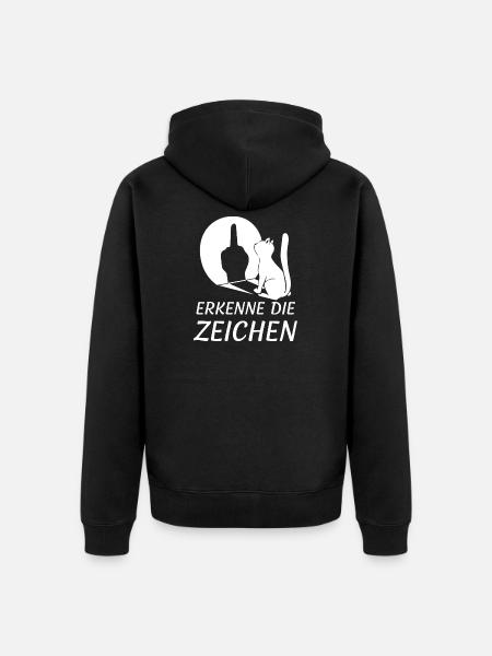 Zeichen Erkennen Katzenblick - Unisex Premium Bio Zip Hoodie - Schwarz