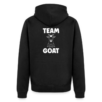 Team GOAT Chèvre Logo - Veste à capuche bio Premium Unisexe - noir - Dos - Nico (187cm)