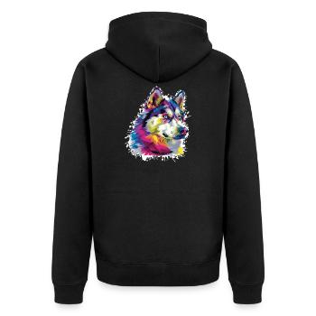 Wolf Animal Art - Unisex Premium Organic Zip Hoodie - black - Back - Nico (187cm)