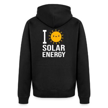 Solar Nachhaltigkeit Erneuerbare Energien - Unisex Premium Bio Zip Hoodie - Schwarz - Hinten - Nico (187cm)