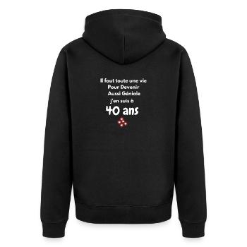 Ich bin 40 Jahre alt - Unisex Premium Bio Zip Hoodie - Schwarz - Hinten - Nico (187cm)