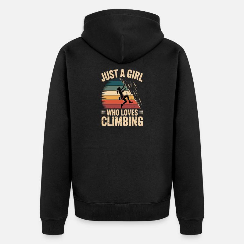 Juste une fille qui aime grimper - Veste à capuche bio Premium Unisexe - noir