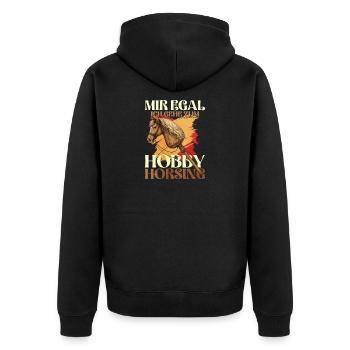 44 I don't care I'm going to the hobby of horsing - Unisex Premium Organic Zip Hoodie - black - Back - Nico (187cm)