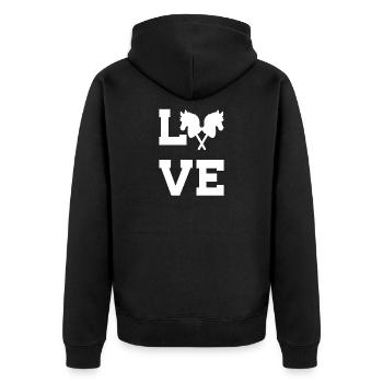 40 Hobby Horse Love - Unisex Premium Organic Zip Hoodie - black - Back - Nico (187cm)