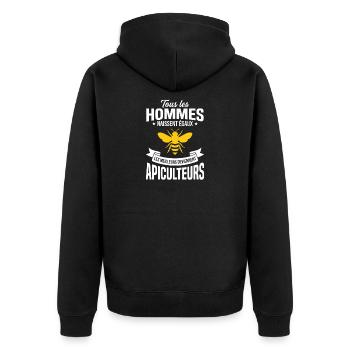 Funny beekeeping gift idea for a beekeeper - Unisex Premium Organic Zip Hoodie - black - Back - Nico (187cm)