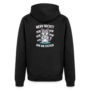 Nerve Not I'm Gambling Gamer Cat Design - Unisex Premium Organic Zip Hoodie - black - Back - Nico (187cm)