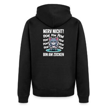 Nerve Not I'm Gambling Gamer Cat Design - Unisex Premium Organic Zip Hoodie - black - Back - Nico (187cm)