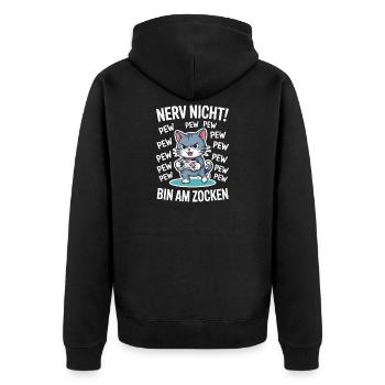 Nerve Not I'm Gambling Gamer Cat Design - Unisex Premium Organic Zip Hoodie - black - Back - Nico (187cm)