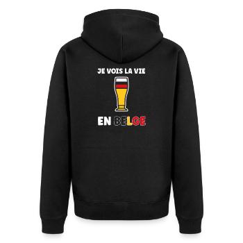 La Vie Belge Verre Bière Stylisé - Veste à capuche bio Premium Unisexe - noir - Dos - Nico (187cm)