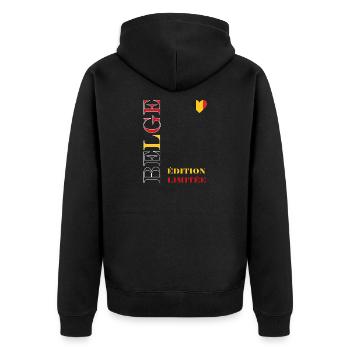 Belgium Limited Edition Graphic - Unisex Premium Organic Zip Hoodie - black - Back - Nico (187cm)