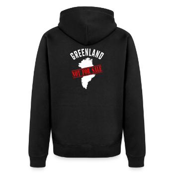 Greenland Not for Sale - Unisex Premium Bio Zip Hoodie - Schwarz - Hinten - Nico (187cm)