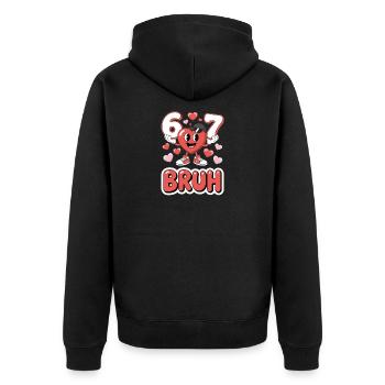 Lustige 67 Bruh Meme Valentinstagsherz für Jungen - Unisex Premium Bio Zip Hoodie - Schwarz - Hinten - Nico (187cm)