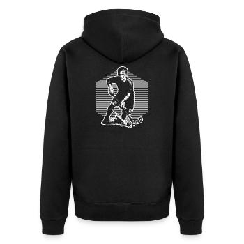 Fresh floorball motif for floorball - Unisex Premium Organic Zip Hoodie - black - Back - Nico (187cm)