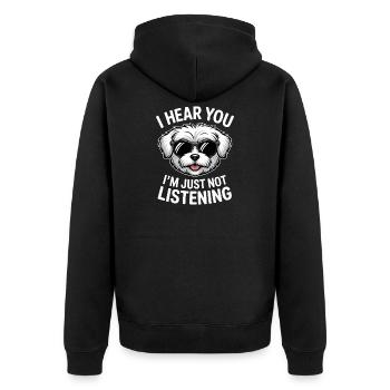 Dictons maltais Chiens Drôle de cadeau maltais - Veste à capuche bio Premium Unisexe - noir - Dos - Nico (187cm)
