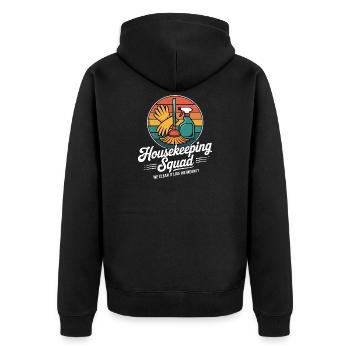 Lustiges Putzen Design - Unisex Premium Bio Zip Hoodie - Schwarz - Hinten - Nico (187cm)