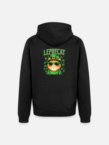 Leprecat St Patrick’s Irish Lucky Cat - Veste à capuche bio Premium Unisexe - noir