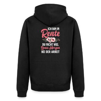 Ich Bin In Rente Du Nicht Viel Spass Morgen Arbeit - Unisex Premium Bio Zip Hoodie - Schwarz - Hinten - Nico (187cm)