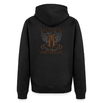 Pensioner Motorcycle Vintage Pension Saying - Unisex Premium Organic Zip Hoodie - black - Back - Nico (187cm)