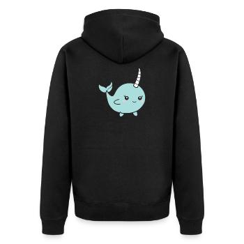 Narwal - Unisex Premium Bio Zip Hoodie - Schwarz - Hinten - Nico (187cm)