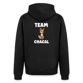 Schakal - Unisex Premium Bio Zip Hoodie - Schwarz - Hinten - Nico (187cm)