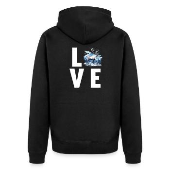 Rentiere Rentier - Unisex Premium Bio Zip Hoodie - Schwarz - Hinten - Nico (187cm)