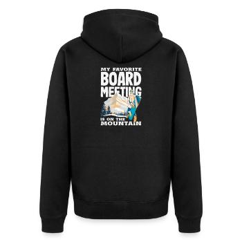 Snowboarden Snowboardtreffen Sessellift - Unisex Premium Bio Zip Hoodie - Schwarz - Hinten - Nico (187cm)