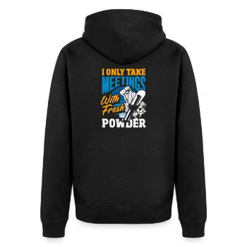 Snowboarden Snowboardtreffen Sessellift - Unisex Premium Bio Zip Hoodie - Schwarz - Hinten - Nico (187cm)