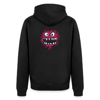 Little Monsters: Splashing cheerful Monstermond - Unisex Premium Organic Zip Hoodie - black - Back - Nico (187cm)