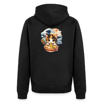 Ramen Nouilles Kawaii Chat Nouilles japonaises - Veste à capuche bio Premium Unisexe - noir - Dos - Nico (187cm)