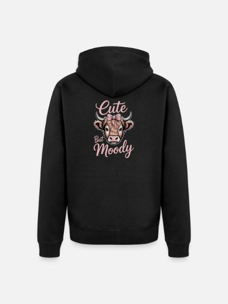 Hochlandrind Sprüche Launisch Lustiges Geschenk - Unisex Premium Bio Zip Hoodie - Schwarz