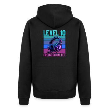 10e anniversaire Garçon Fille Gamer Niveau 10 ans - Veste à capuche bio Premium Unisexe - noir - Dos - Nico (187cm)
