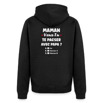 Mom, do you want to enter into a civil partnership with daddy? - Unisex Premium Organic Zip Hoodie - black - Back - Nico (187cm)