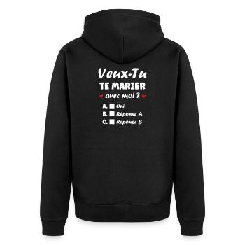 Interactive Wedding Proposal - Unisex Premium Organic Zip Hoodie - black - Back - Nico (187cm)